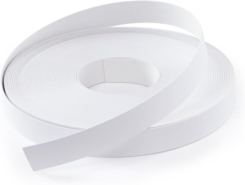 FAKILO PVC Edge Banding 3/4 inch x 50 ft Veneer Edge Banding White with Hot Melt Adhesive Pre - glued Iron on Edging Tape Trim for Cabinet Plywood Repairs and Furniture Restoration - Image 1